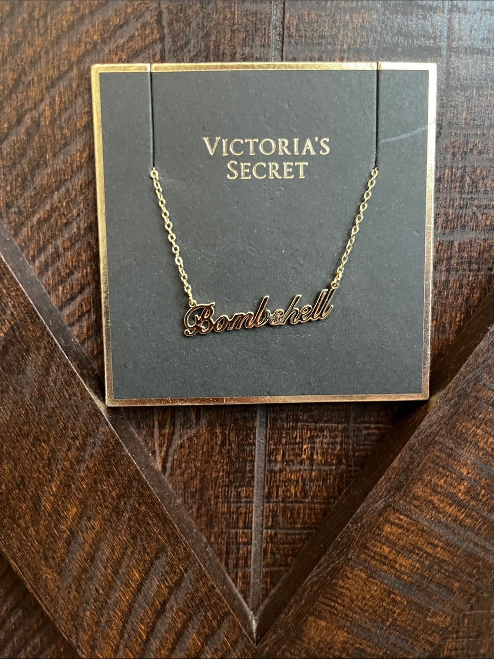 Victoria's Secret Gold Bombshell Script Necklace